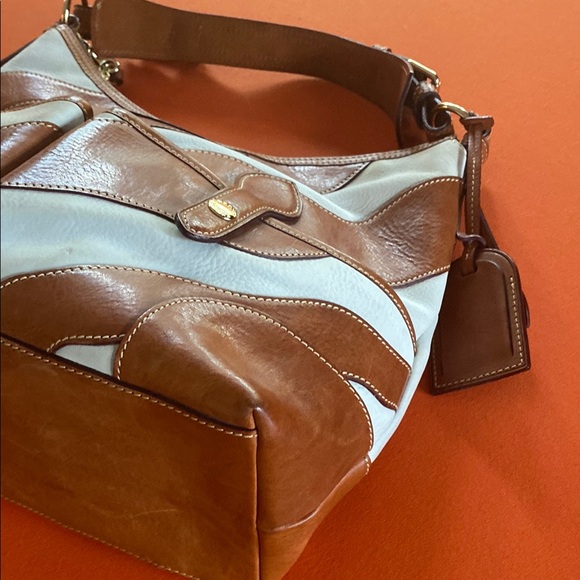 Dooney & Bourke Brown and White Hobo Bag with Structured Silhouette - Picture 2 of 7